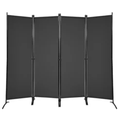 Costway 4-Panel 5.6ft Room Divider Folding Fabric Privacy Screen W/Steel Frame WhiteBlackBrown -Baxton Studio Sale Shop GUEST 8df041e9 aed8 48e6 b6ad 67c51315d75b