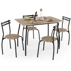 Costway 5PCS Dining Table Set 4 Chairs Wood & Metal Frame Space-saving Kitchen Furniture -Baxton Studio Sale Shop GUEST 8dffa6eb e352 44b4 98e3 22eebbe90794