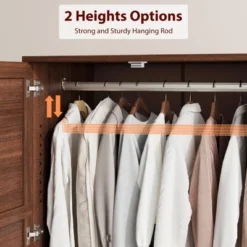 Armoire Wardrobe Closet With 4 Doors,72" Wooden Wardrobe Cabinet With Hanging Rod, Freestanding Tall Clothing Armoire Cabinet W/ 18 Adjustable Shelves -Baxton Studio Sale Shop GUEST 8e1e5bad a012 45d9 8c02 85f44433b21f