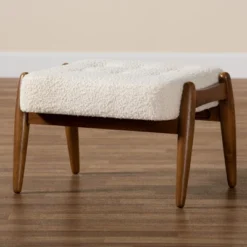 Baxton Studio Jeanine Japandi Cream Boucle Fabric And Walnut Brown Finished Rubberwood Ottoman Footstool -Baxton Studio Sale Shop GUEST 8e313c0c ad80 47c1 b338 2e1452575038