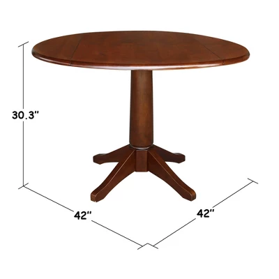 30.3" Thea Round Dual Drop Leaf Extendable Dining Table Espresso Brown - International Concepts 6 30.3" Thea Round Dual Drop Leaf Extendable Dining Table Espresso Brown - International Concepts - Image 6