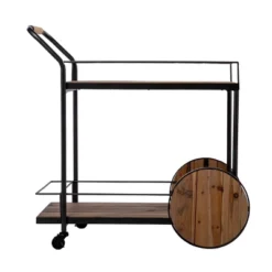 Trodel Reclaimed Wood Bar Cart Natural/Black - Aiden Lane -Baxton Studio Sale Shop GUEST 8e6c5579 4e27 4b2e 81b7 297653e228f5