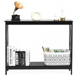 Costway 2-Tier Console Table X-Design Bookshelf Sofa Side Accent Table W/Shelf White BlackEspressoWood Grain -Baxton Studio Sale Shop GUEST 8e701db4 24c4 4d9e 9698 721c3a752428