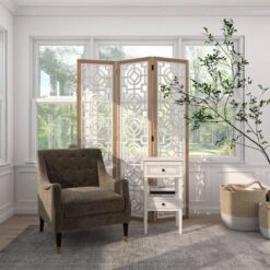 Farmhouse Wood Patterned Room Divider Screen White - Olivia & May -Baxton Studio Sale Shop GUEST 8e71bb4f e8d6 46ef b3b2 9671089a7411