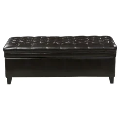 Juliana Tufted Faux Leather Storage Ottoman - Christopher Knight Home