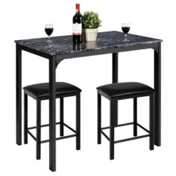 3 Piece Counter Height Dining Set Faux Marble Table 2 Chairs Kitchen Bar -Baxton Studio Sale Shop GUEST 8f786087 d5eb 43b2 8052 a09362b3e392