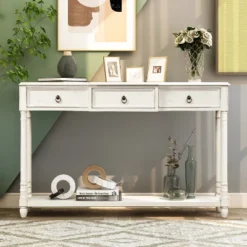 Console Table With Storage Drawers And Long Shelf-ModernLuxe