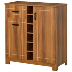 HOMCOM Retro Wine Cabinet For 6 Bottles, Wine Rack Sideboard Serving Bar With Glass Holders And 1 Drawer, Brown 7 HOMCOM Retro Wine Cabinet For 6 Bottles, Wine Rack Sideboard Serving Bar With Glass Holders And 1 Drawer, Brown -Baxton Studio Sale Shop GUEST 8f80c741 97b6 4df5 b993 bbeb27264206