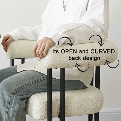 Mia Boucle Dining Chairs Set Of 2,Boasting Curved Wishbone Frame Streamlined Silhouette Armrest Dining Chairs With Three Legs-Maison Boucle 7 Mia Boucle Dining Chairs Set Of 2,Boasting Curved Wishbone Frame Streamlined Silhouette Armrest Dining Chairs With Three Legs-Maison Boucle - Image 7