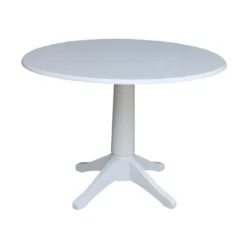 42" Nina Round Top Dual Drop Leaf Pedestal Table White - International Concepts 16 42" Nina Round Top Dual Drop Leaf Pedestal Table White - International Concepts -Baxton Studio Sale Shop GUEST 8fa0877c 646d 4512 9631 197268eb15e3