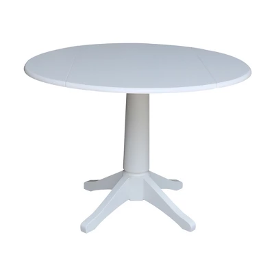 42" Nina Round Top Dual Drop Leaf Pedestal Table White - International Concepts 8 42" Nina Round Top Dual Drop Leaf Pedestal Table White - International Concepts - Image 8