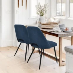 Modern Dining Chairs Set Of 2, Upholstered Armless Side Chairs With Cutout Back, Fabric Kitchen Chairs With Metal Legs-Maison Boucle 24 Modern Dining Chairs Set Of 2, Upholstered Armless Side Chairs With Cutout Back, Fabric Kitchen Chairs With Metal Legs-Maison Boucle -Baxton Studio Sale Shop GUEST 8fa318f8 85b4 4ad7 8302 308b114a2876