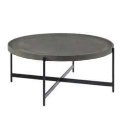 Alaterre Furniture 42" Brookline Round Coffee Table With X-Frame Metal Base