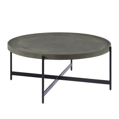 Alaterre Furniture 42" Brookline Round Coffee Table With X-Frame Metal Base 1 Alaterre Furniture 42" Brookline Round Coffee Table With X-Frame Metal Base