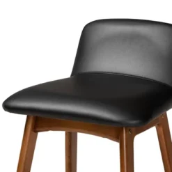 2pc Darrin Faux Leather And Wood Counter Height Barstools Black/Walnut/Brown - Baxton Studio -Baxton Studio Sale Shop GUEST 8fb41e6a 6800 4b31 95a0 7183a2879d33