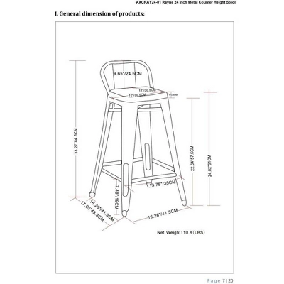 Set Of 2 24" Josephine Metal/Wood Counter Height Barstools White - WyndenHall 9 Set Of 2 24" Josephine Metal/Wood Counter Height Barstools White - WyndenHall - Image 9