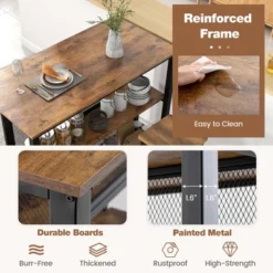 Costway 36" Tall 3-Tier Bar Table With Storage Metal Frame Adjustable Foot Pads Rustic Brown/Grey -Baxton Studio Sale Shop GUEST 902ae856 0bf9 42ea b678 68ada496ec0d