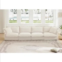 Slipcovered Sectional Sofa, 4 Seater Sofa With Removable Cover, Chenille Fabric Sectional Sofas, Deep Couch For Living Room-Cuddlewood 18 Slipcovered Sectional Sofa, 4 Seater Sofa With Removable Cover, Chenille Fabric Sectional Sofas, Deep Couch For Living Room-Cuddlewood -Baxton Studio Sale Shop GUEST 907d9852 84a9 4201 956c 9bc1ab03c37c