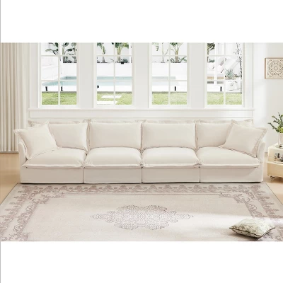 Slipcovered Sectional Sofa, 4 Seater Sofa With Removable Cover, Chenille Fabric Sectional Sofas, Deep Couch For Living Room-Cuddlewood 9 Slipcovered Sectional Sofa, 4 Seater Sofa With Removable Cover, Chenille Fabric Sectional Sofas, Deep Couch For Living Room-Cuddlewood - Image 9