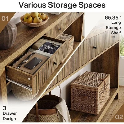 Tribesigns 70.9 Inch Wood Console Table Long Sofa Table With 3 Drawers 6 Tribesigns 70.9 Inch Wood Console Table Long Sofa Table With 3 Drawers - Image 6