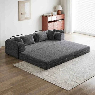 Modern Queen Size Convertible Chenille Sleeper Sofa Bed, Folding Floor Sofa Couch For Living Room, Apartment, Or Bedroom – The Pop Home 8 Modern Queen Size Convertible Chenille Sleeper Sofa Bed, Folding Floor Sofa Couch For Living Room, Apartment, Or Bedroom – The Pop Home - Image 8