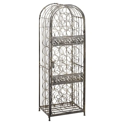 HOMCOM 45 Bottle Wrought Iron Wine Rack Jail With Lock - Antique Bronze 3 HOMCOM 45 Bottle Wrought Iron Wine Rack Jail With Lock - Antique Bronze - Image 3