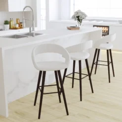 Merrick Lane Wood Ultramodern Bar Counter Stool With Upholstered Seat -Baxton Studio Sale Shop GUEST 9189bbaa 5272 40be 85cc 8d0f1ee22ece