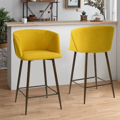 26" Chole Armrest Upholstered Counter Height Stool With Walnut Legs (Set Of 2)-Maison Boucle 9 26" Chole Armrest Upholstered Counter Height Stool With Walnut Legs (Set Of 2)-Maison Boucle - Image 9