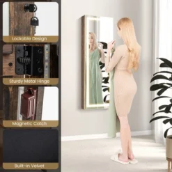 Tangkula LED Mirror Jewelry Cabinet Wall/Door Mounted Organizer Armoire W/ 3 Color Light -Baxton Studio Sale Shop GUEST 91eb57c3 6062 4c10 a2aa 7a6e1c9f32b4