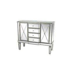 Glam Mirrored Rectangular Storage Cabinet Silver - Olivia & May