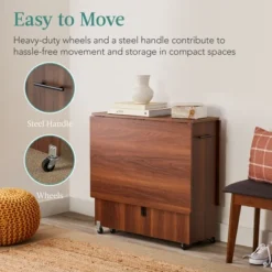 Best Choice Products Multipurpose Folding Table W/ Built-in Wheels, 3 Storage Shelves, Cubby, Carrying Handle -Baxton Studio Sale Shop GUEST 9272bbdf 9826 4fd9 b0e5 625fbb2705bf