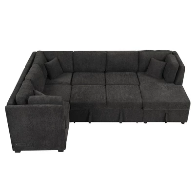 NicBex Modern 108.6" Pull Out Sofa Bed Chenille Convertible Sleeper Sofa With USB Ports And Storage Chaise For Living Room 5 NicBex Modern 108.6" Pull Out Sofa Bed Chenille Convertible Sleeper Sofa With USB Ports And Storage Chaise For Living Room - Image 5