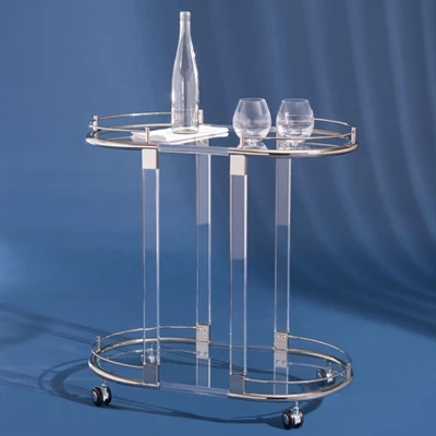 Lennon Acrylic Bar Trolley - Chrome - Safavieh 2 Lennon Acrylic Bar Trolley - Chrome - Safavieh - Image 2