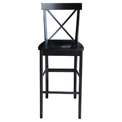 30" Martha X Back Barstool Jet Black - International Concepts 2 30" Martha X Back Barstool Jet Black - International Concepts - Image 2