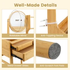 Costway 23.5" Compact Makeup Table Set With 2 Drawers Open Storage Shelves Vanity Stool 10 Costway 23.5" Compact Makeup Table Set With 2 Drawers Open Storage Shelves Vanity Stool -Baxton Studio Sale Shop GUEST 933c5cb6 9e7e 4846 88bc d7f35c99f8a6