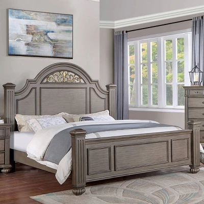 3pc Pennings Traditional Bed Set With 2 Nightstands Gray - HOMES: Inside + Out 2 3pc Pennings Traditional Bed Set With 2 Nightstands Gray - HOMES: Inside + Out - Image 2