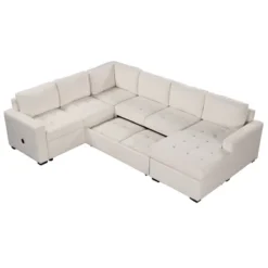108" Pull-Out Sleeper Sofa Couches, Upholstered Modular Sectional Sofa With USB And Type-C Interfaces-ModernLuxe -Baxton Studio Sale Shop GUEST 94379cb9 3b48 4212 9cdb 4a3eb01d7803
