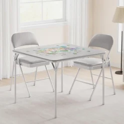 3-Piece Folding Dining Table Set For 2 – Gray Faux Leather Tabletop With 2 Padded Chairs, Space-Saving Modern Square Kitchen & Dining Table -Baxton Studio Sale Shop GUEST 947d3bd9 baf6 488d be03 6781edd83fa2