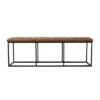 52.25" Draper Large Decorative Bench With Button Tufting Light Brown Faux Leather - HomePop