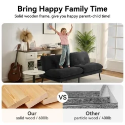 Dyonery 72" Morden Folding Loveseat With 6.7" Thick Removable Cushion For Living Plush Terry Cloth Convertible Futon Sofa Bed With Adjustable Backres -Baxton Studio Sale Shop GUEST 94bfcba8 e5e0 4c7f be81 add94e121a4e