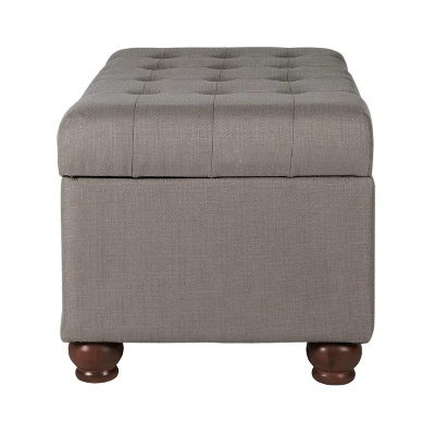 Large Tufted Storage Bench Textured Gray - HomePop: Upholstered Bedroom Ottoman With Lid 2 Large Tufted Storage Bench Textured Gray - HomePop: Upholstered Bedroom Ottoman With Lid - Image 2