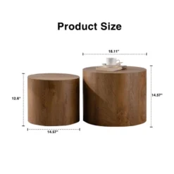 2-Piece Nesting Round Coffee Table Set,Modern Wooden Drum End Tables,Space Saving Accent Tables For Living Room Bedroom-Baofuwish -Baxton Studio Sale Shop GUEST 94cc1ab8 d3aa 4f3f 822e c1d203e0f5c9
