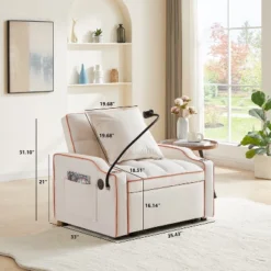 KWPZQEB Folding Sofa Bed, Convertible Sleeper Chair With Pillow And USB Port, Adjustable Backrest, Pullout Sleeper Chair Bed For Living Room -Baxton Studio Sale Shop GUEST 95574fff 94ec 4d87 8c7d c673d23a604c