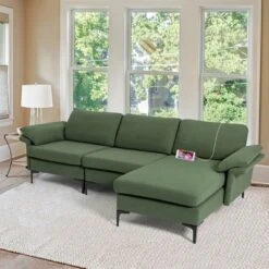 Costway L-shaped Modern Modular Sectional Sofa W/ Reversible Chaise & 2 USB Ports
