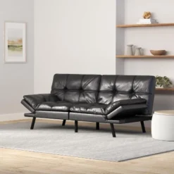 Dyonery 71 In Convertible Faux Leather Sofa Couch,Memory Foam Futon Couch Bed,Small Splitback Modern Loveseat Sleeper Sofa Bed For Living Room -Baxton Studio Sale Shop GUEST 960bac9c 9848 4334 9a30 fe59c5fb7017