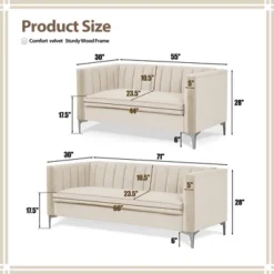 55 In. Wide Mid-Century Channel Tufted Velvet 2-Seater Sofa Couch Loveseat - Morden Fort 15 55 In. Wide Mid-Century Channel Tufted Velvet 2-Seater Sofa Couch Loveseat - Morden Fort -Baxton Studio Sale Shop GUEST 961e5127 f608 4f36 92ba f86ed8def585