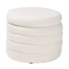 Tabitha Boucle Upholstered Storage Ottoman Ivory - Baxton Studio: Contemporary Round, No Assembly Required
