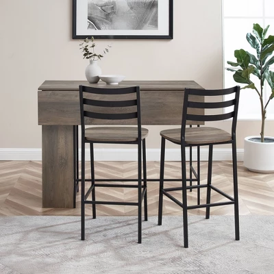 3pc Counter Height Drop Leaf Dining Set Gray Wash - Saracina Home 7 3pc Counter Height Drop Leaf Dining Set Gray Wash - Saracina Home - Image 7