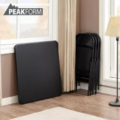 Peakform 5 Piece Folding Vinyl Tables And Chairs With Easy Cleaning And Storage For Home Use, Indoor Spaces, And Office, Black 8 Peakform 5 Piece Folding Vinyl Tables And Chairs With Easy Cleaning And Storage For Home Use, Indoor Spaces, And Office, Black -Baxton Studio Sale Shop GUEST 96e7fbe2 2fec 418a bb78 95d262f26995