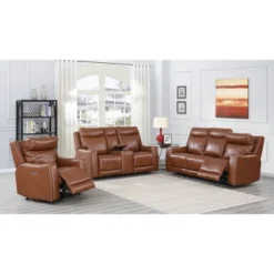 Natalia Power Loveseat Console Recliner Caramel Leather - Steve Silver Co. -Baxton Studio Sale Shop GUEST 97233d2a 17d3 475e bdda 5b78c132614e